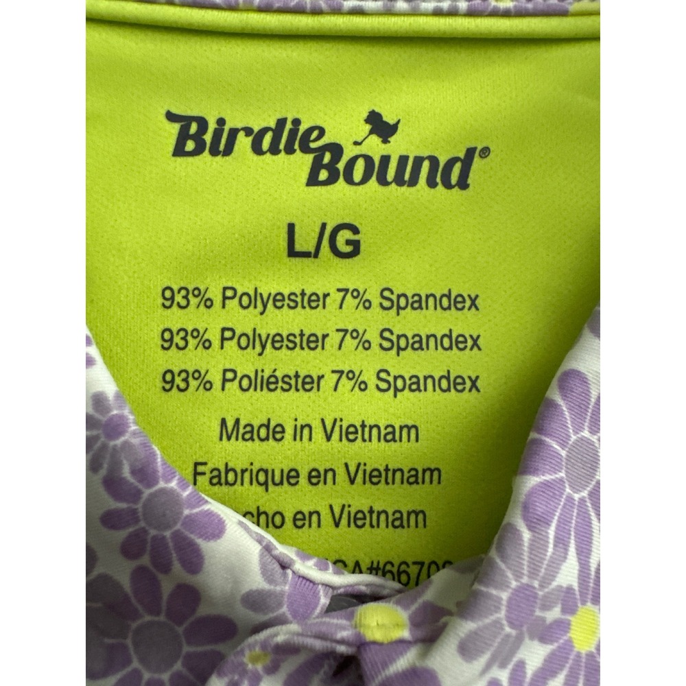 NEW Birdie Bound Mens Large Purple Daisy Floral Golf Polo Shirt UV Stretch NWT - Picture 6 of 8